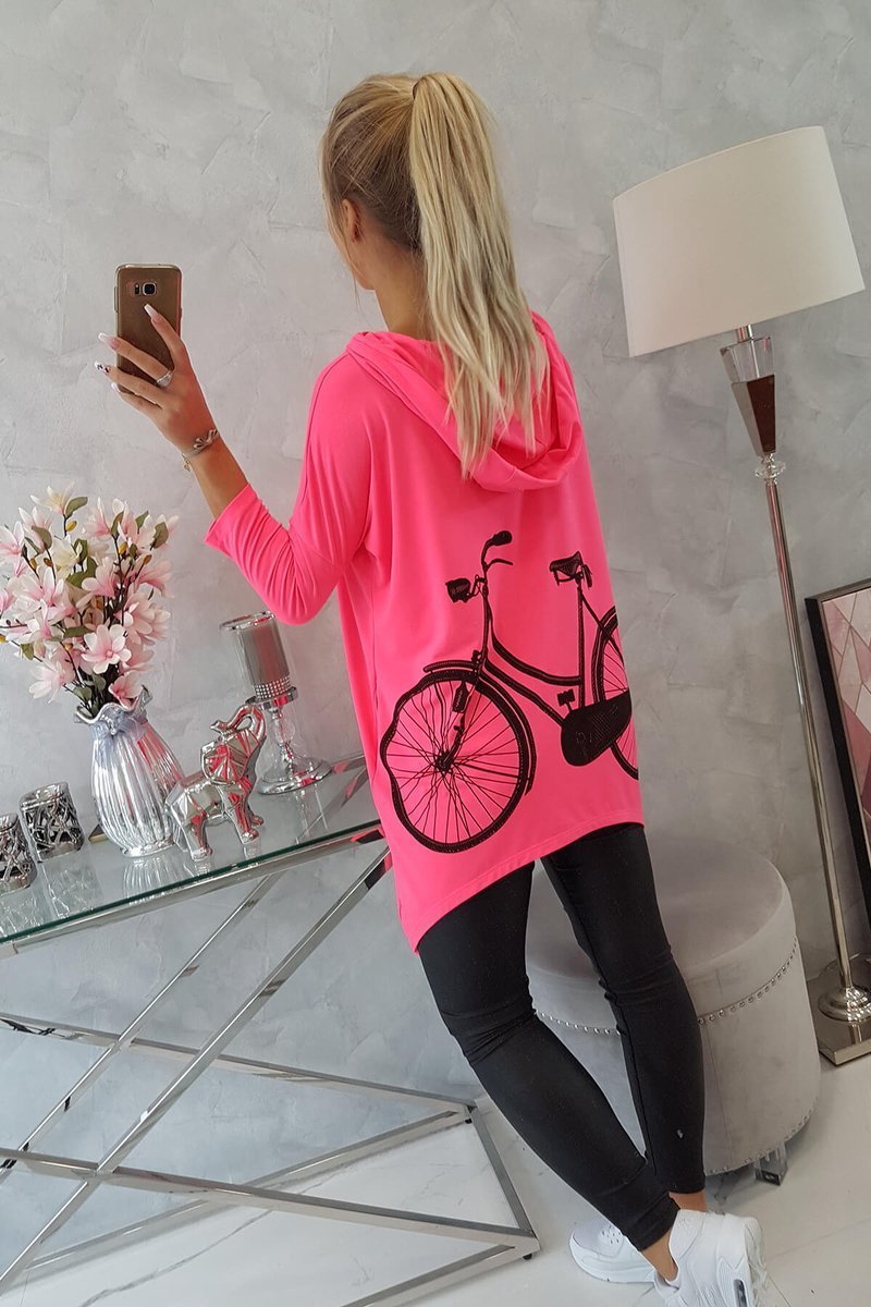 Bluza z nadrukiem roweru różowy neon
