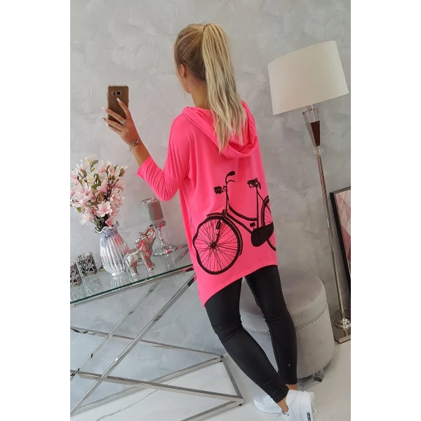 Bluza z nadrukiem roweru różowy neon