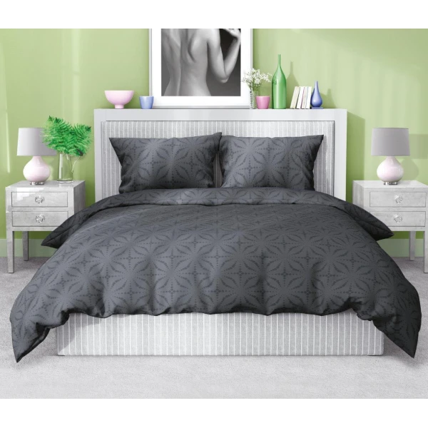 Pościel Glamour Czarna 160x200 cm Mikrofibra Satynowa 005