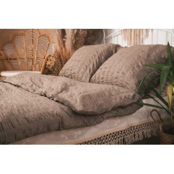 Ekskluzywna Pościel Gofrowana Satyna 160x200 cm Taupe