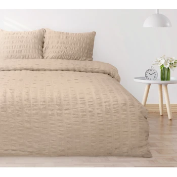 Ekskluzywna Pościel Gofrowana Satyna 220x200 cm Beige