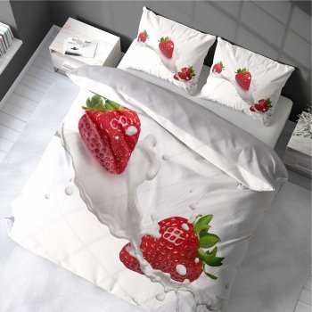 Elegancka Pościel 3D Truskawki 160x200 cm Tekstylione