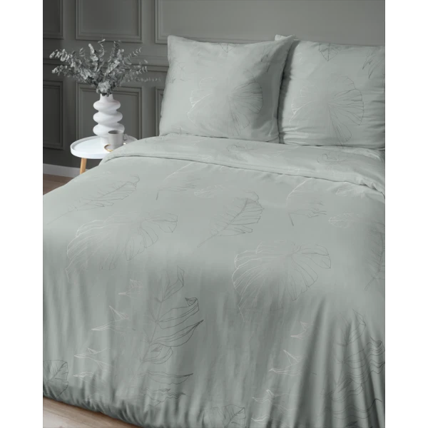 Elegancka Pościel Satynowa 180x200 cm Liście 4826B
