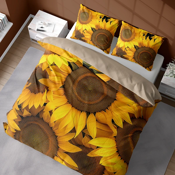 Pościel 3D 160x200 cm + 2 Poszewki 70x80 cm Słoneczniki 5311A 