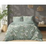 Miętowa Pościel 220x200 cm Kwiaty Magnolii 100% Bawełna 5497A