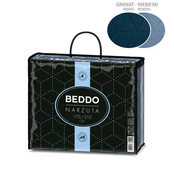 Narzuta Beddo 170x210 cm Jednobarwna Dwustronna 003 Niebieski-Granat