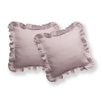 Komplet 2 sz Poszewka Dekoracyjna z Falbaną 40x40 cm 100% Bawełna Różowy