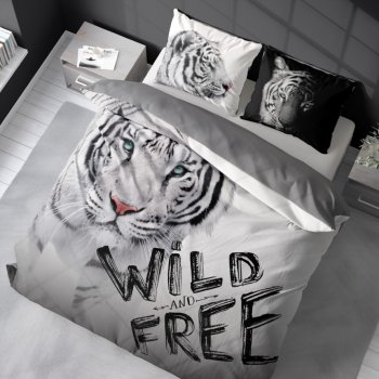 Pościel 160x200 cm Animal Efekt 3D Biały Tygrys 3730A Tekstylione