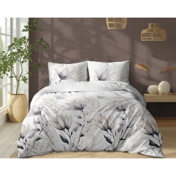 Kwiatowa Biała Pościel 160x200 cm 100% Bawełna 5494A