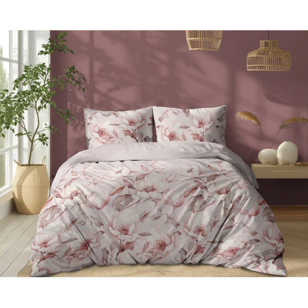 Elegancka Pościel 160x200 cm Kwiaty 100% Bawełna 5501B