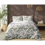 Pościel Biała 100% Bawełna 160x200 cm Kwiaty Magnolii 5505B