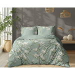 Miętowa Pościel 160x200 cm Kwiaty Magnolii 100% Bawełna 5497A