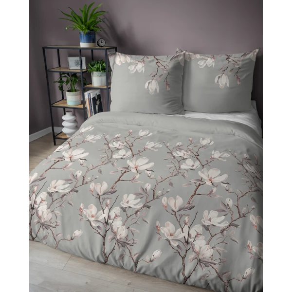 Pościel Satyna Bawełniana 160x200 cm Kwiaty Magnolii 5480B