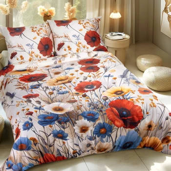 Pościel Satyna Premium 160x200 cm Kolorowe Kwiaty 12412