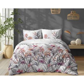Biała Pościel 220x200 cm Kolorowe Kwiaty 100% Bawełna 5504A