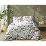 Biała Pościel 220x200 cm Kwiaty Magnolii 100% Bawełna 5505A