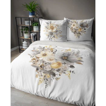 Pościel Holenderska 220x200 cm 100% Bawełna Kwiatowe Serce 5125A