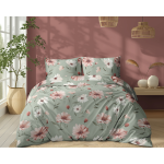 Miętowa Pościel 220x200 cm Kwiaty 100% Bawełna 5502B