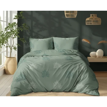 Pościel Miętowa 100% Bawełna 220x200 cm Listki 5503B