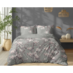 Klasyczna Szara Pościel 220x200 cm w Kwiaty 100% Bawełna 5497B