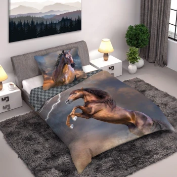 Pościel 3D Dwustronna 160x200 cm Horses 003 Piorun