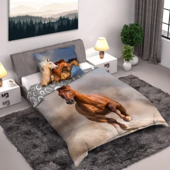 Pościel 3D Brązowy Koń 160x200 cm Gniady