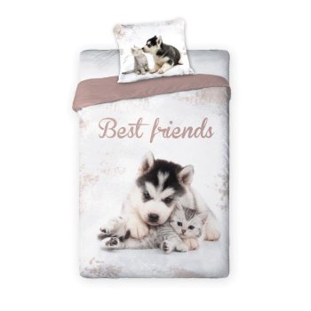 Pościel Best Friends 002 160 x 200 cm Piesek z Kotkiem