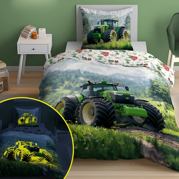 Pościel dla Dzieci 140x200 cm Świecący Traktor w Ciemności 5551A