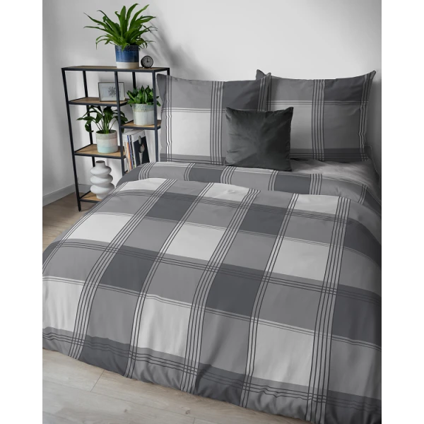 Pościel Flanelowa 220x200 cm Szara Krata Flanela 5627 B