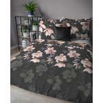 Grafitowa Pościel Flanelowa w Kwiaty 220x200 cm Flanela 5625B