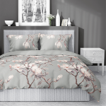 Pościel Satyna Bawełniana 160x200 cm Kwiaty Magnolii 5480B