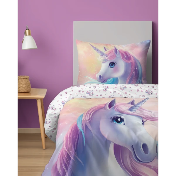 Pościel z Jednorożcem 160x200 cm 100% Bawełna 5575A