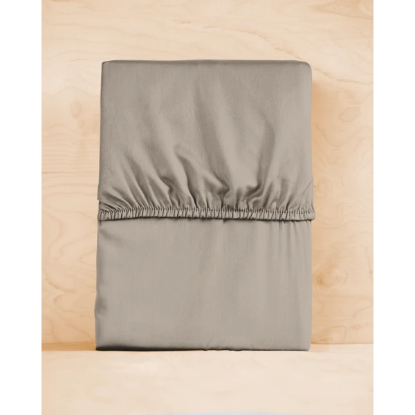 Prześcieradło z Gumką 90x200+25 cm Satyna Bawełniana TAUPE