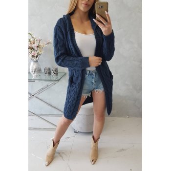 Sweter z kapturem i kieszeniami granatowy
